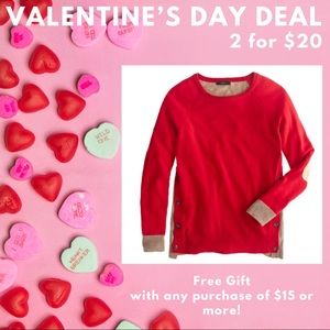 💗🛍2/$20🛍💗 Red J.Crew Tan Elbow Patch Sweater